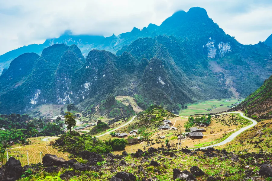 Beautiful mountain pass in the north Vietnam motorbike tour