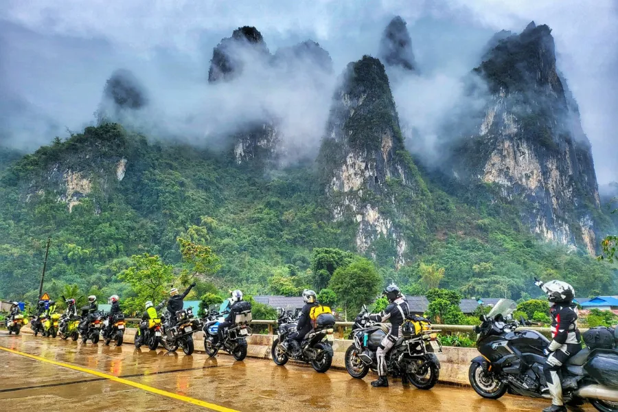 Our motorbike convoy on Ho Chi Minh trail