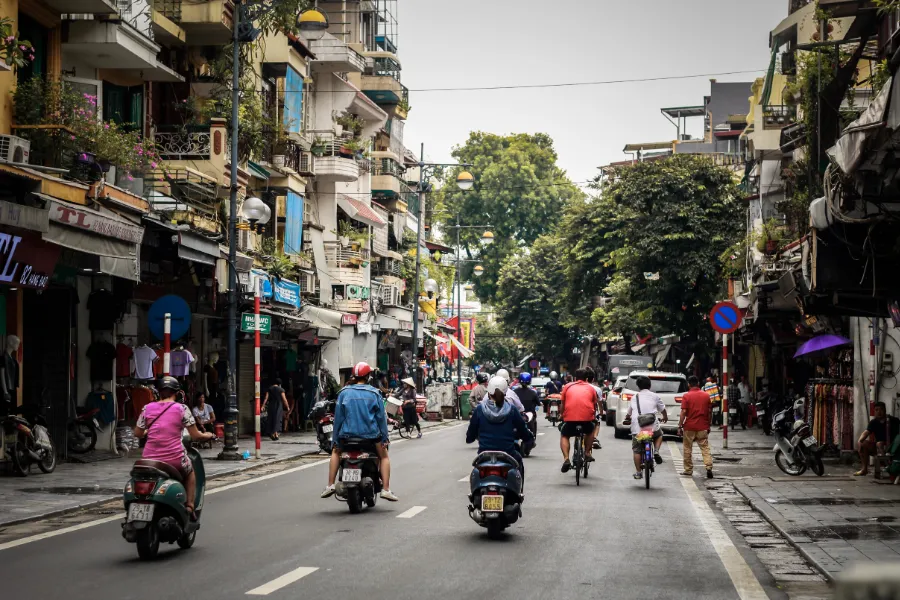 Traffic in Vietnam is different in many places, the roads are small and there are many motorbikes.