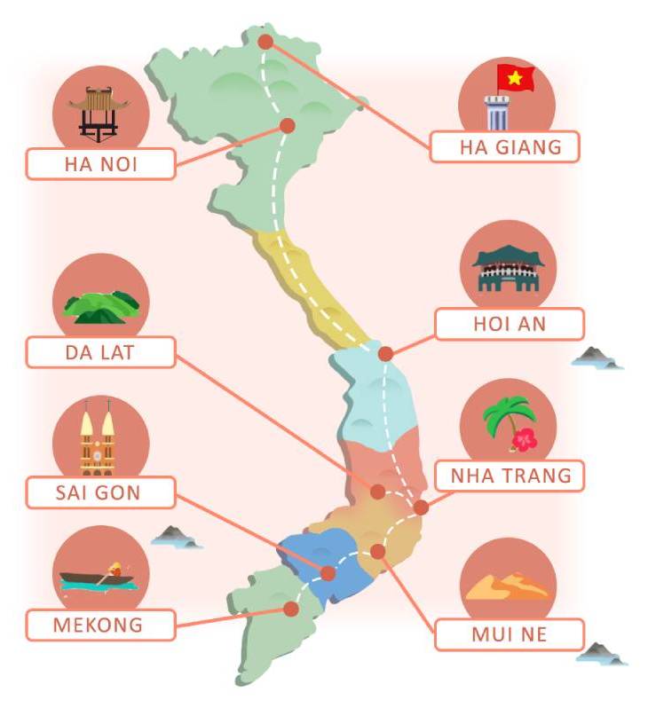 map vietnam motorcycle tours